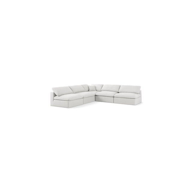 Meridian Furniture Serene Cream Durable Linen Fabric Modular Sectional