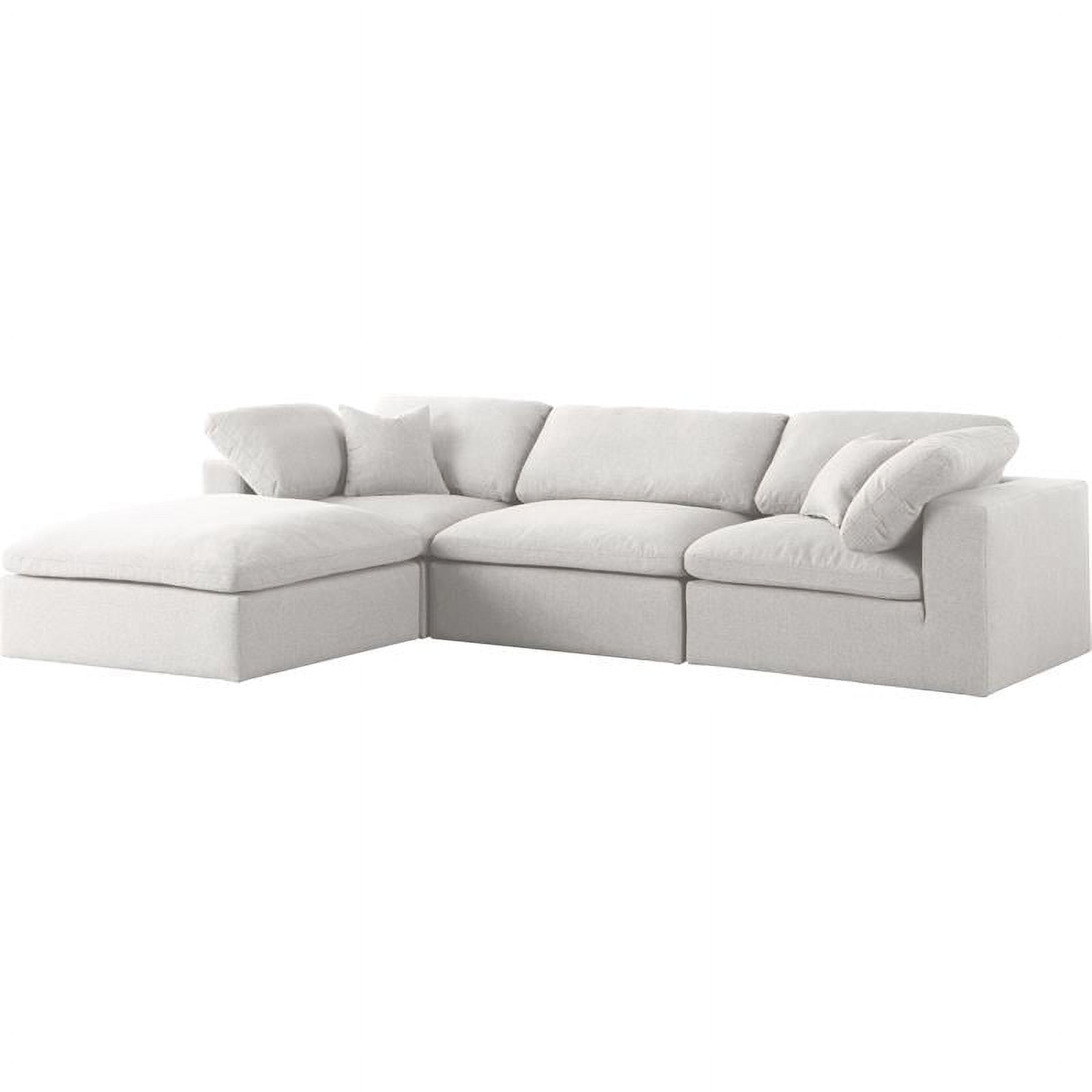 Meridian Furniture Serene Cream Durable Linen Fabric Modular Sectional