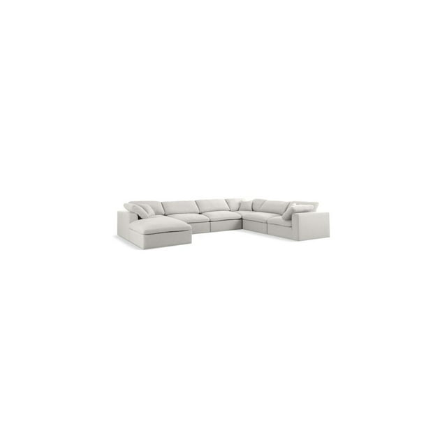 Meridian Furniture Serene Cream Durable Linen Fabric Modular Sectional