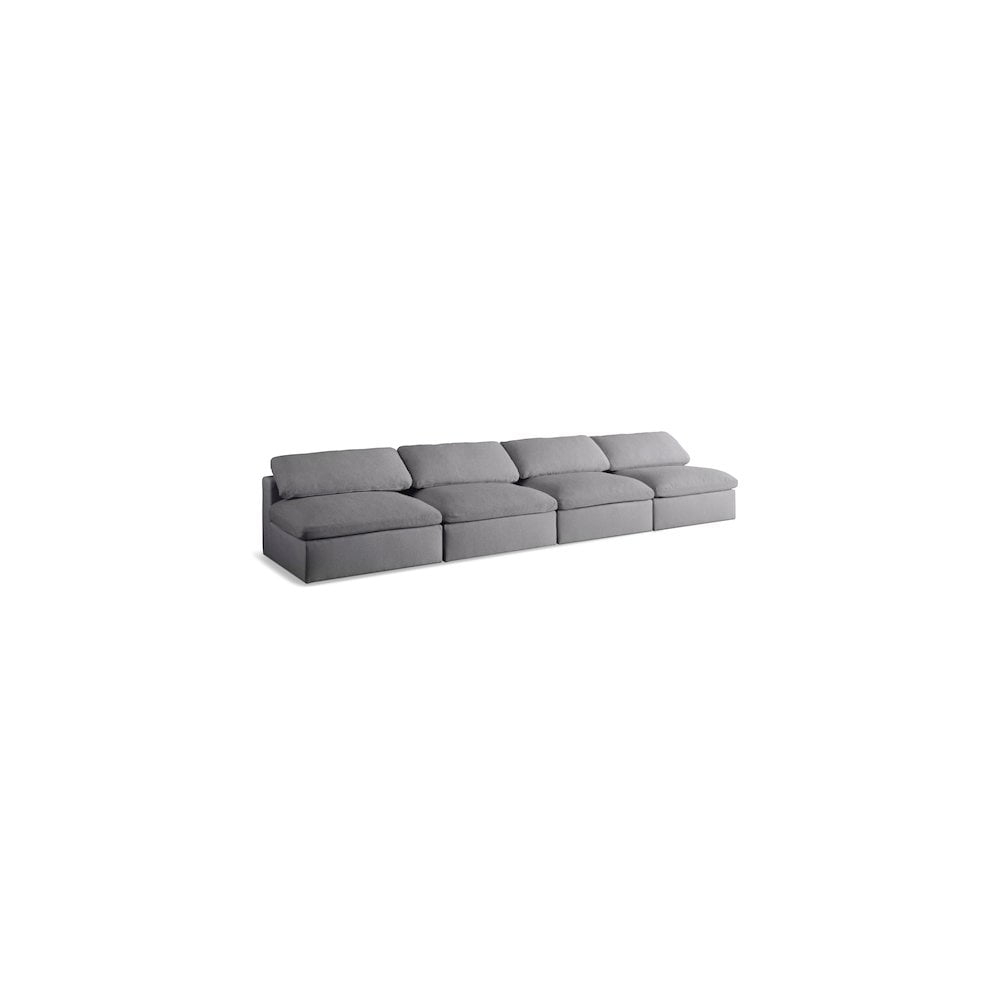 Meridian Furniture Serene Deluxe Gray Linen Fabric Modular Armless Sofa