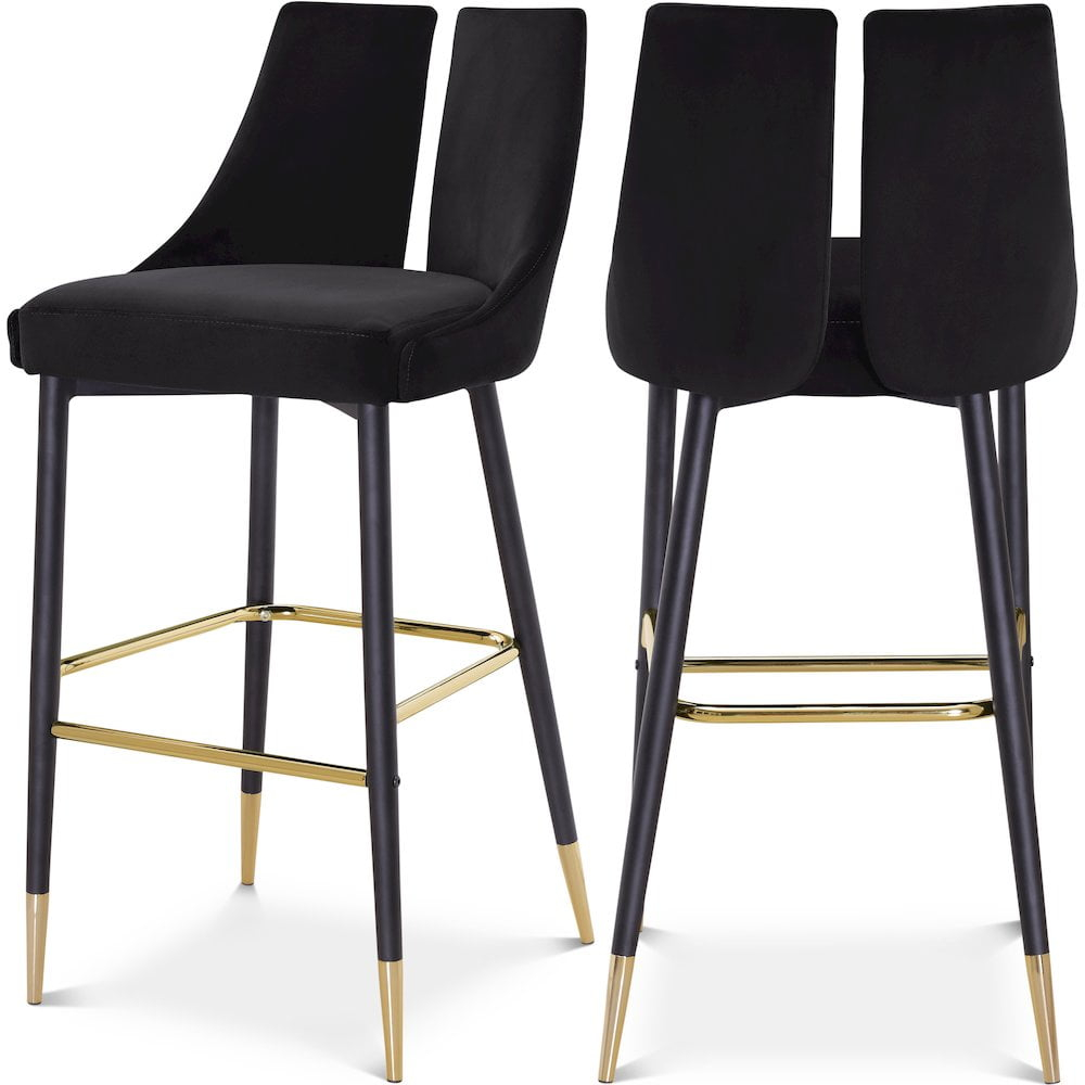 Meridian Furniture Sleek Black Velvet Stool (Set of 2)