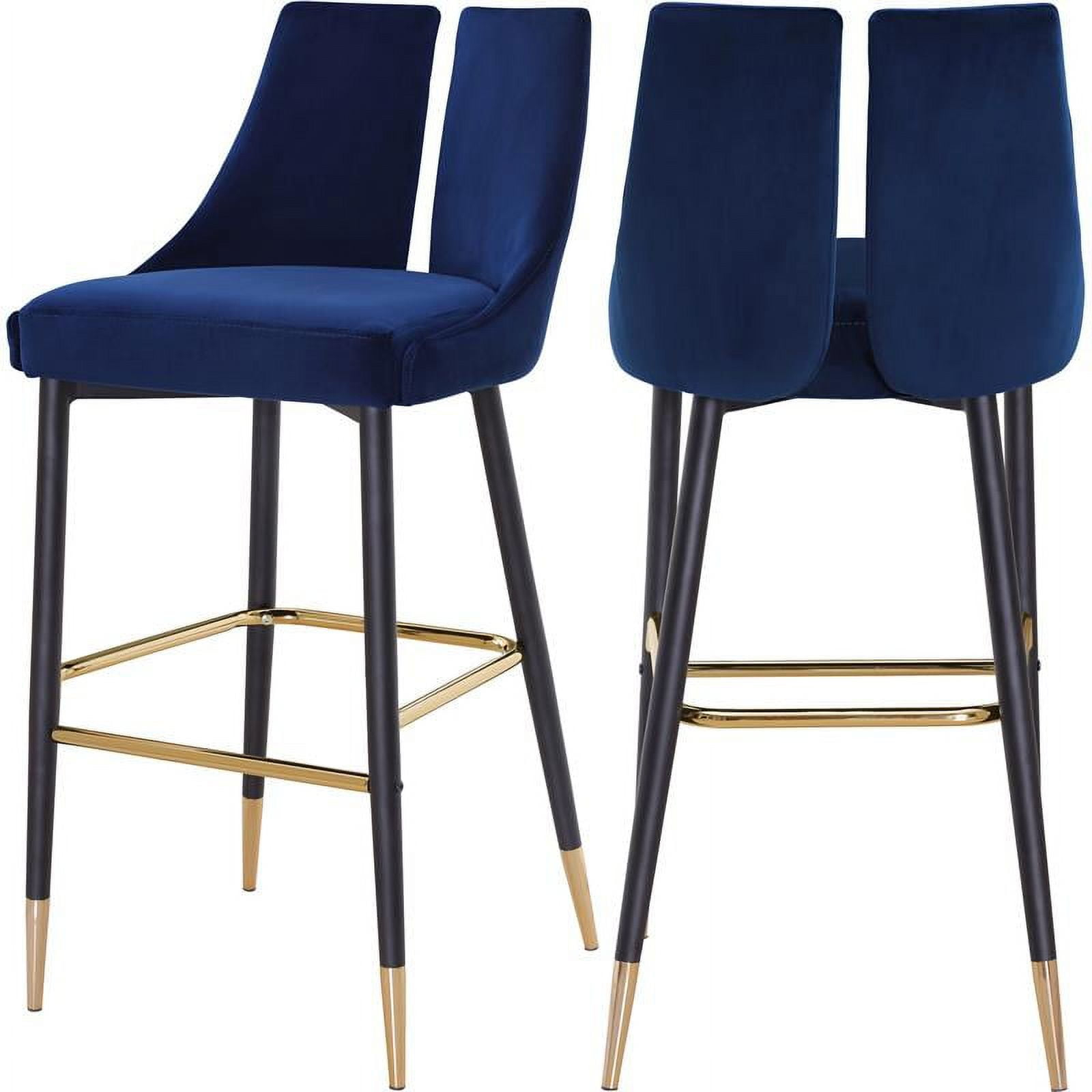 Meridian Furniture Sleek Navy Velvet Stool (Set of 2)