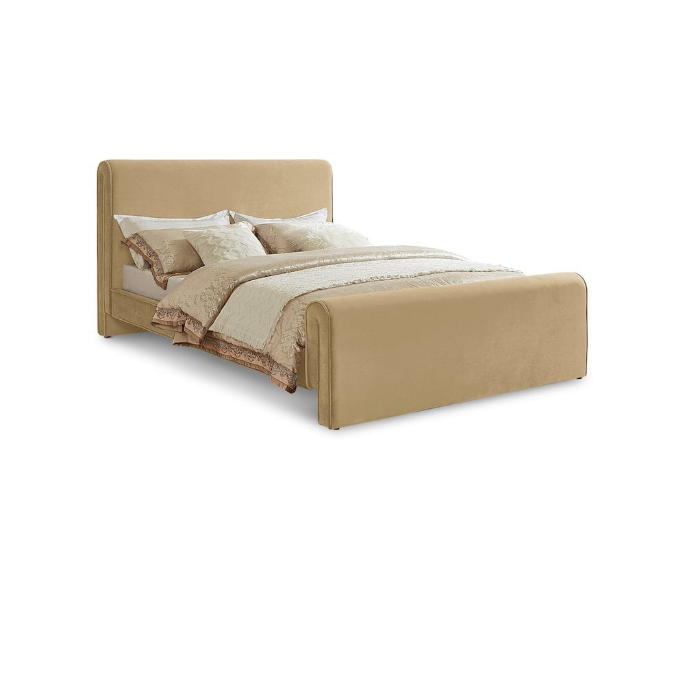 Meridian Furniture Sloan Camel Velvet Queen Bed