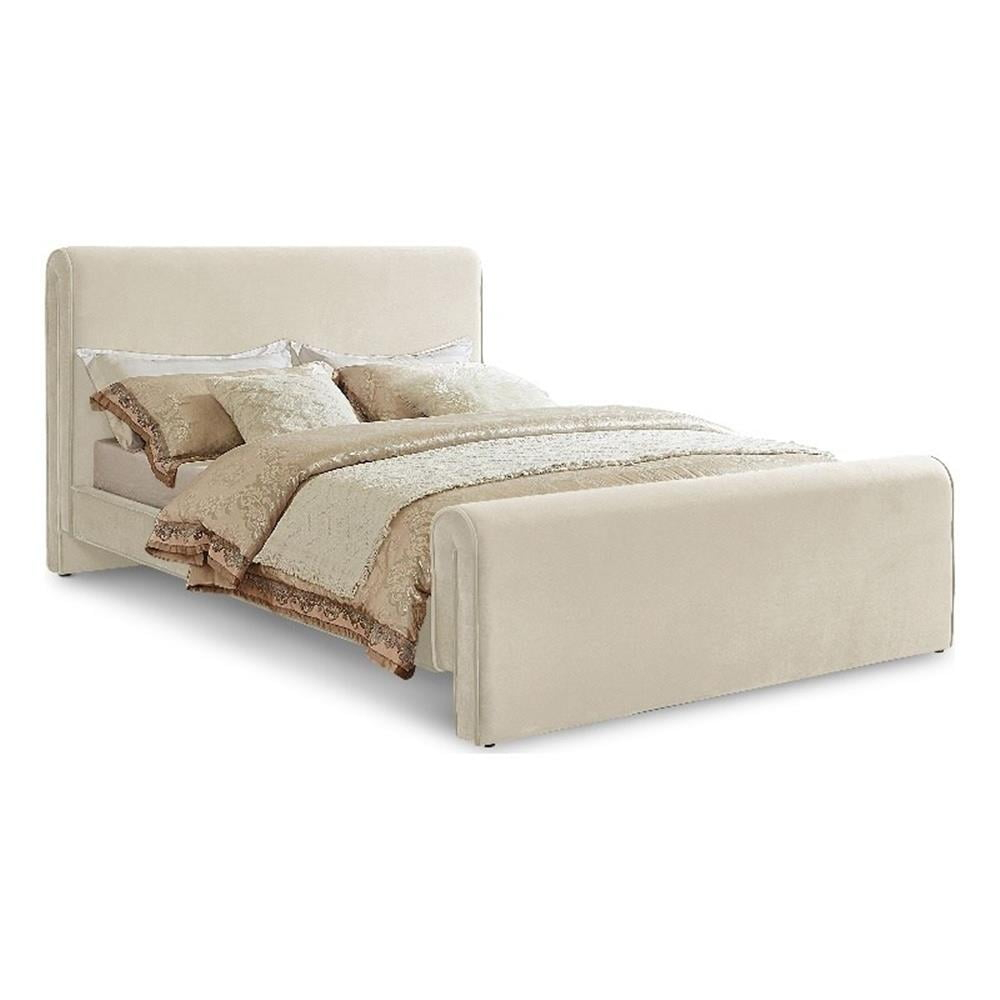 Meridian Furniture Sloan Cream Velvet Queen Bed