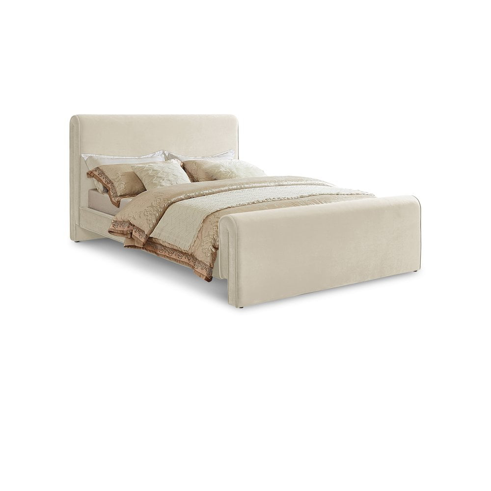 Meridian Furniture Sloan Cream Velvet Queen Bed