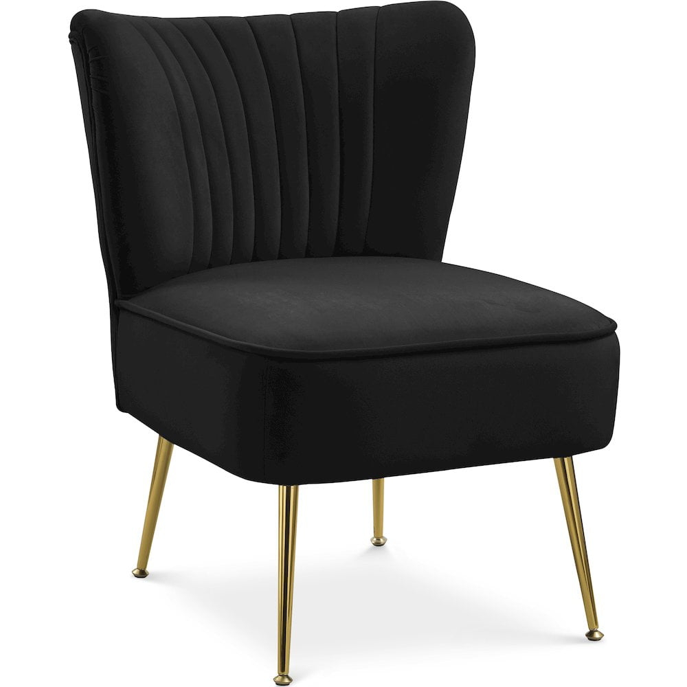 Meridian Furniture Tess Black Velvet Accent Chair with Gold Legs