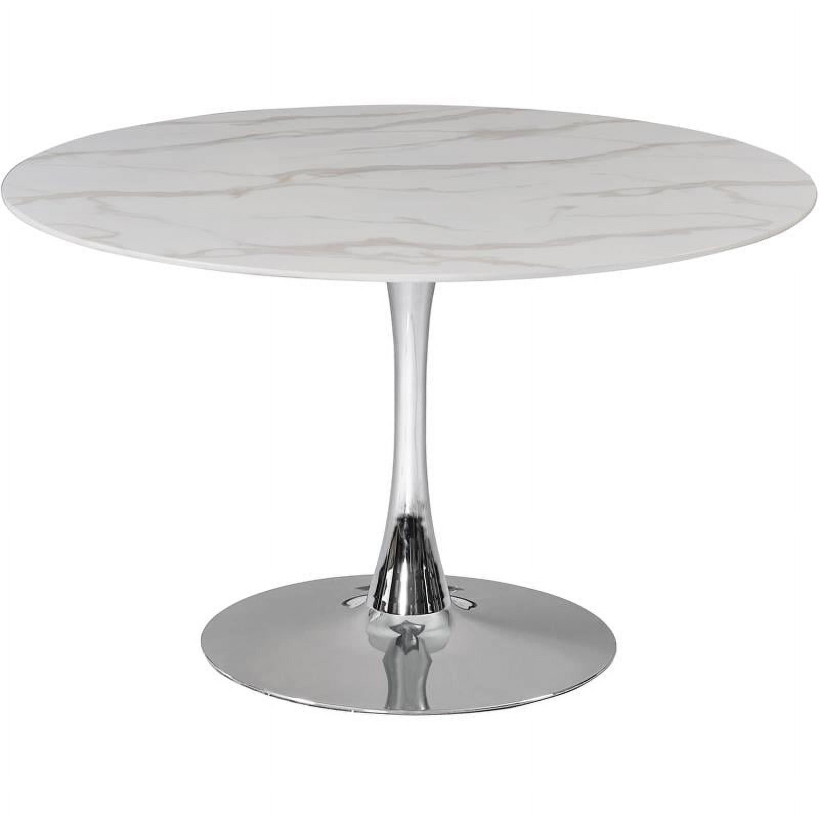 Meridian Furniture Holly 48" Round Faux Marble Top Dining Table with Chrome Base