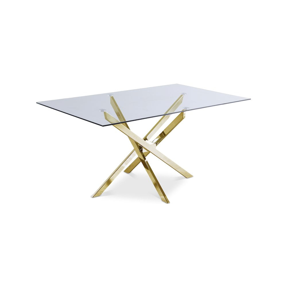 Meridian Furniture Yellow Xander Contemporary Glass Dining Table