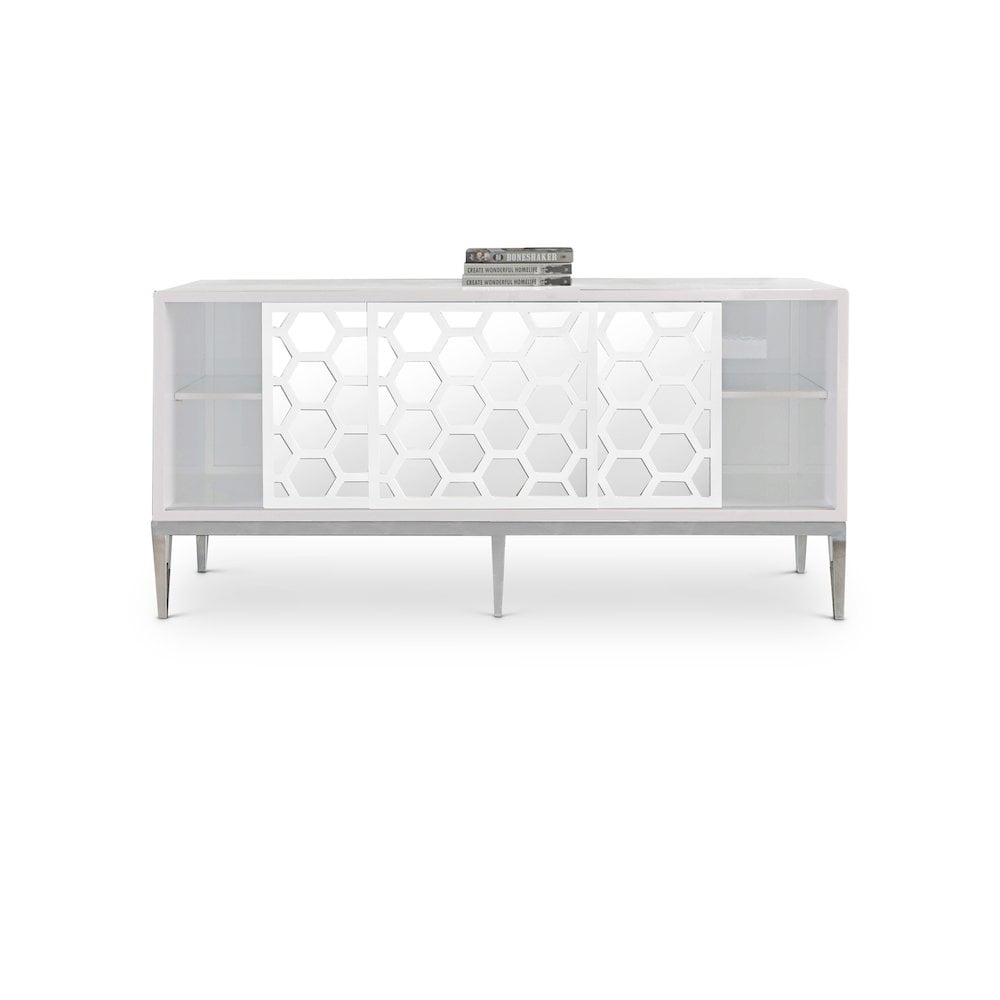 Meridian Furniture Zoey Aparador Buffet de Madera en Laca Blanca