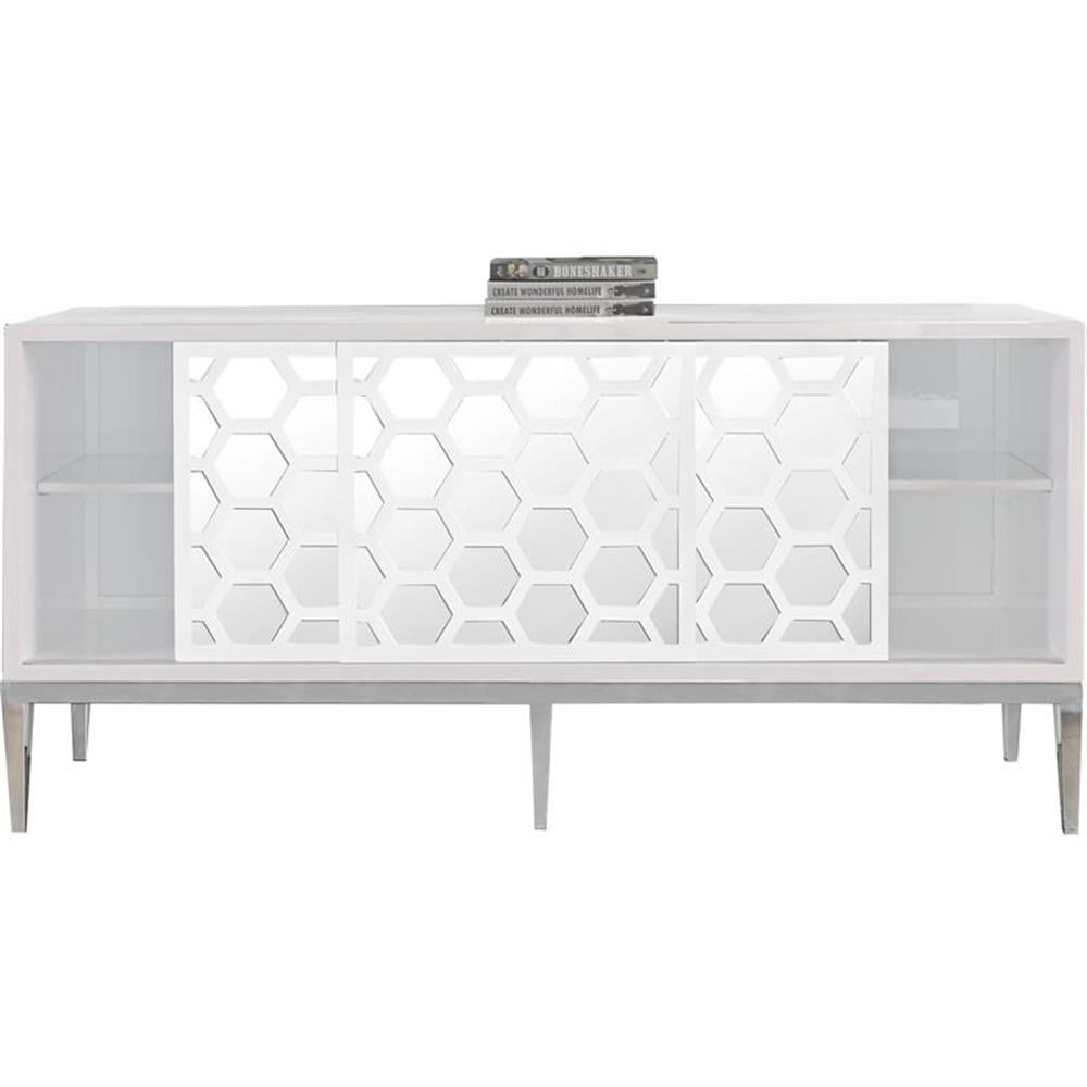 Meridian Furniture Zoey Aparador Buffet de Madera en Laca Blanca