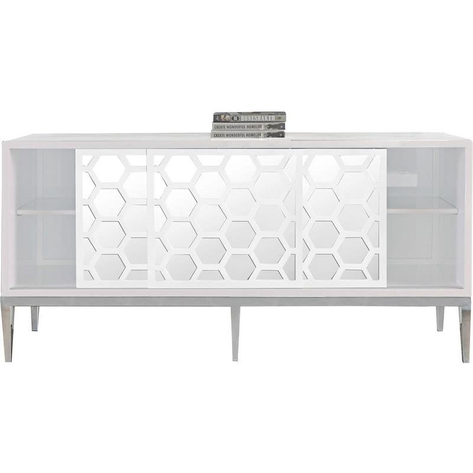 Meridian Furniture Zoey Aparador Buffet de Madera en Laca Blanca