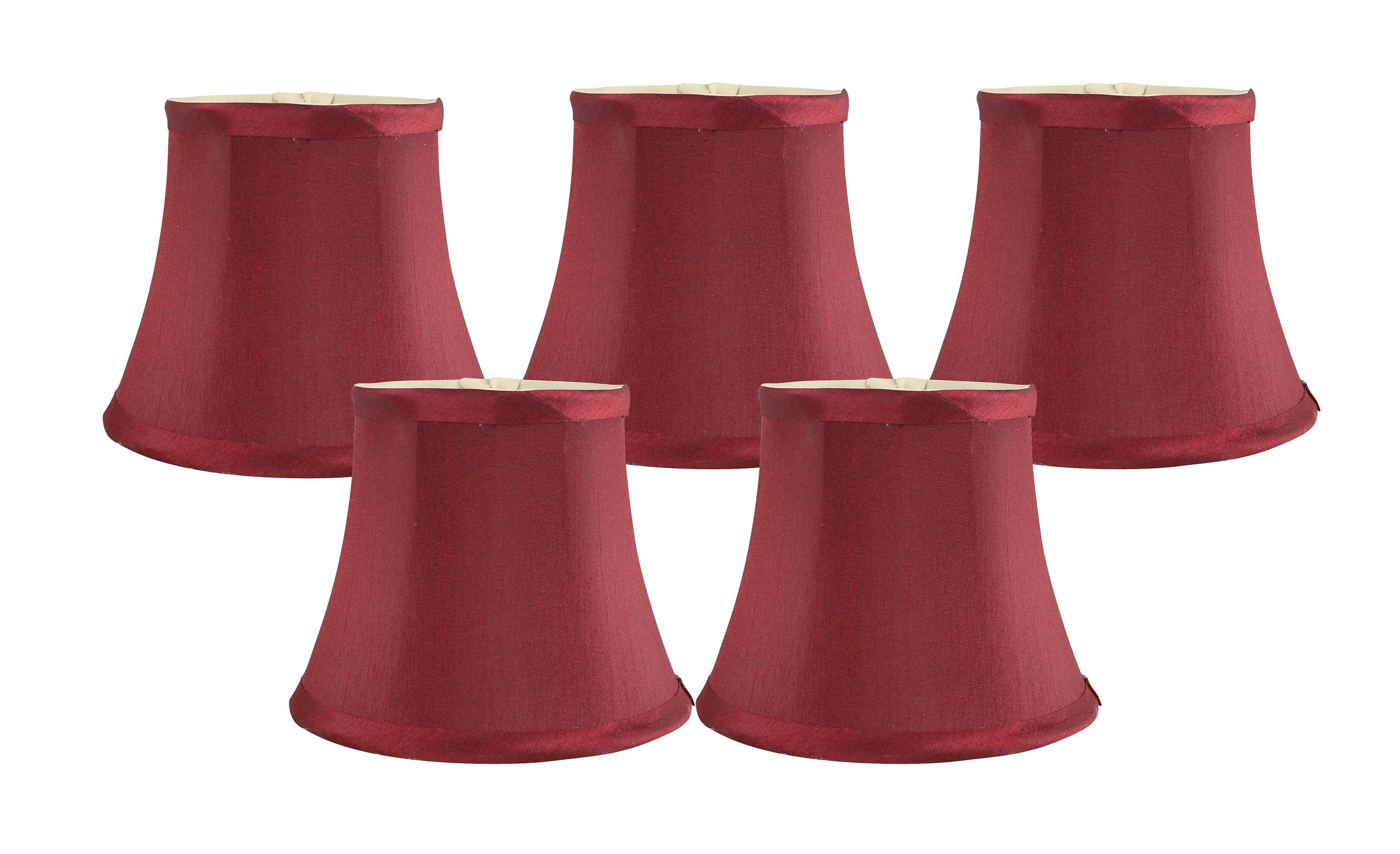 Meriville Set of 5 Burgundy Faux Silk Clip On Chandelier Lamp Shades, 4-inch by 6-inch by 5-inch