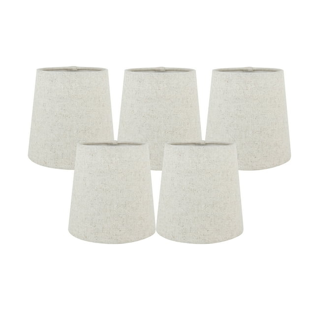Meriville Set of 5 Natural Linen Clip On Chandelier Lamp Shades, 4-inch by 5-inch by 5-inch