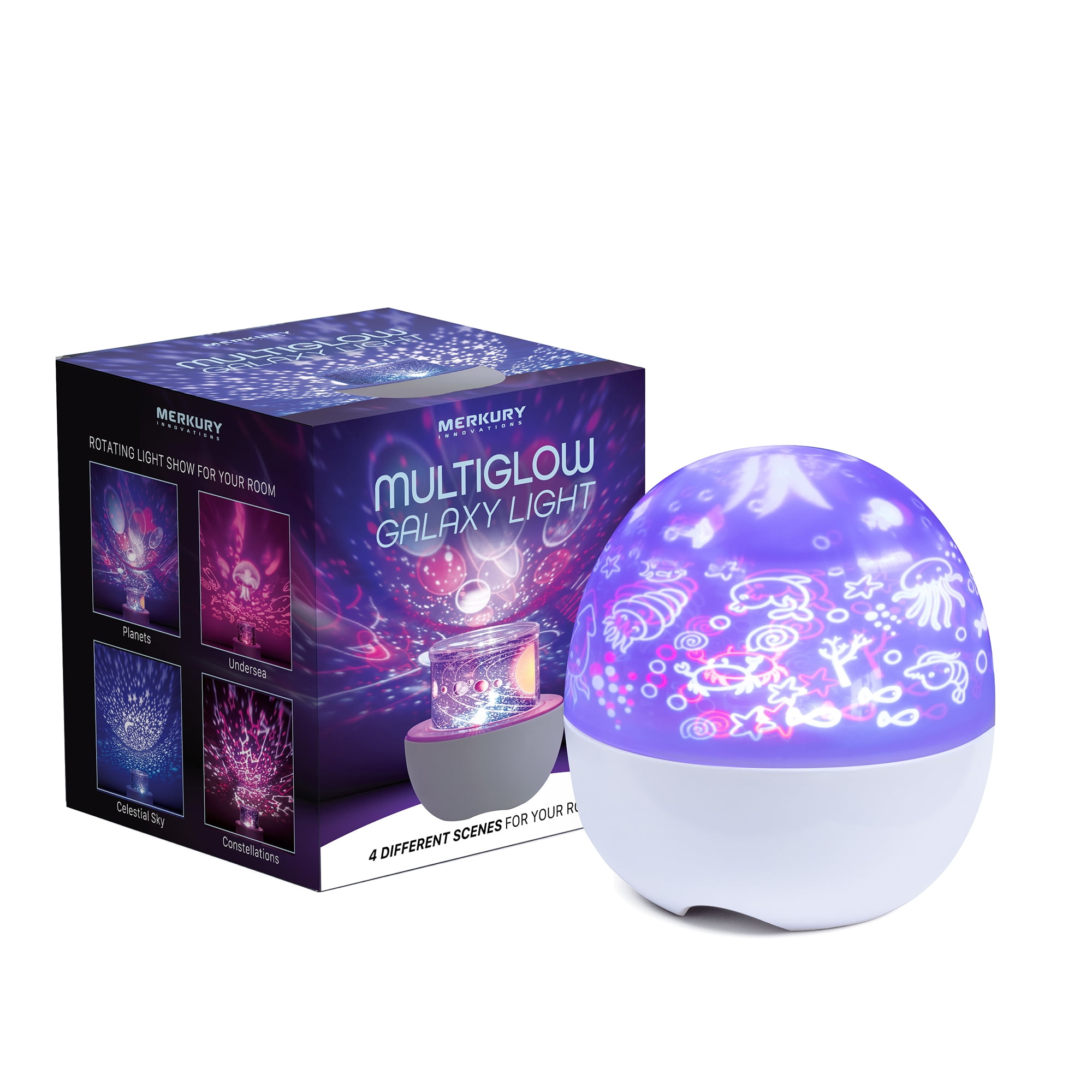 Merkury Innovations Multiglow Galaxy Night Light LED Lightshow Projector - 5.7" Height, 5.23" Width