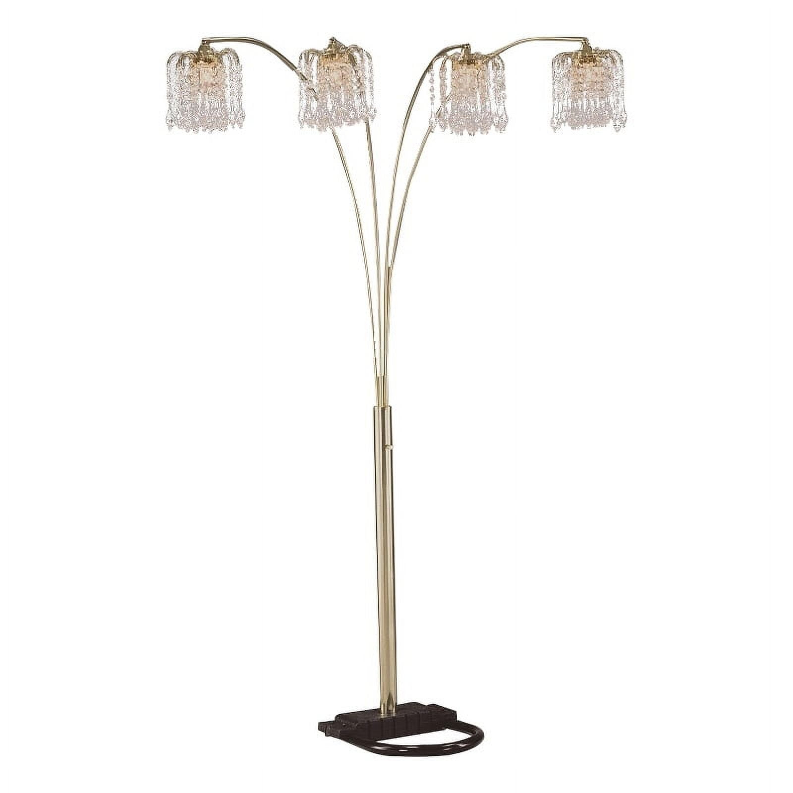 Metal Arc Floor Lamp with 4 Hanging Crystal Lights Black and Gold