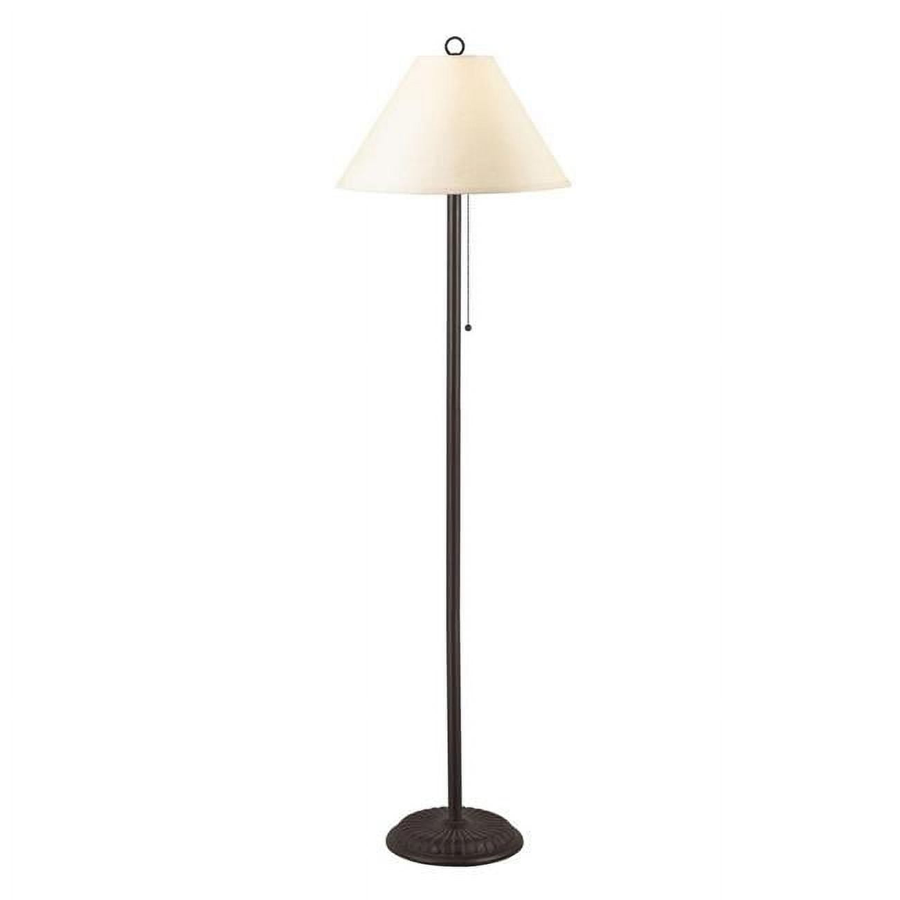 Metal Floor Lamp with Pull Chain Switch & Paper Shade, Off White & Black