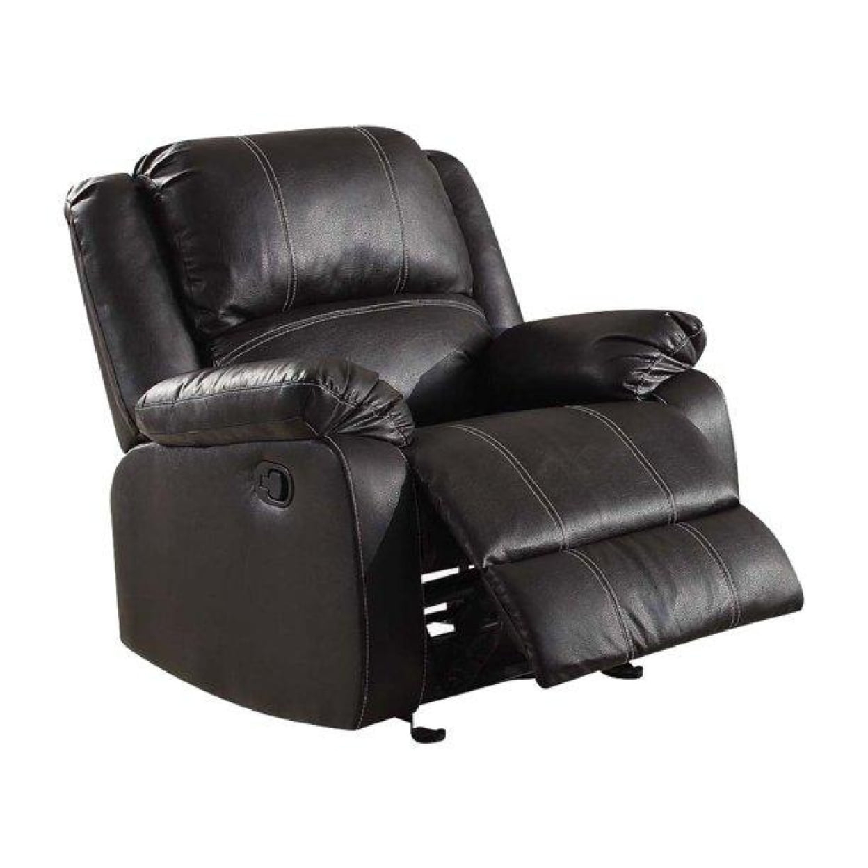 Metal and Leatherette Rocker Recliner with Cushioned Armrests Black - Saltoro Sherpi