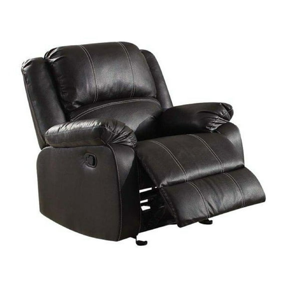 Metal and Leatherette Rocker Recliner with Cushioned Armrests Black - Saltoro Sherpi