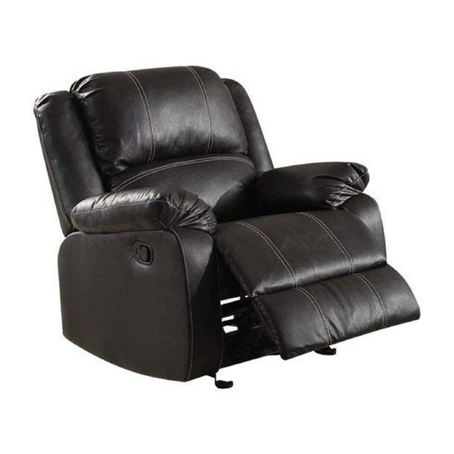 Metal and Leatherette Rocker Recliner with Cushioned Armrests Black - Saltoro Sherpi