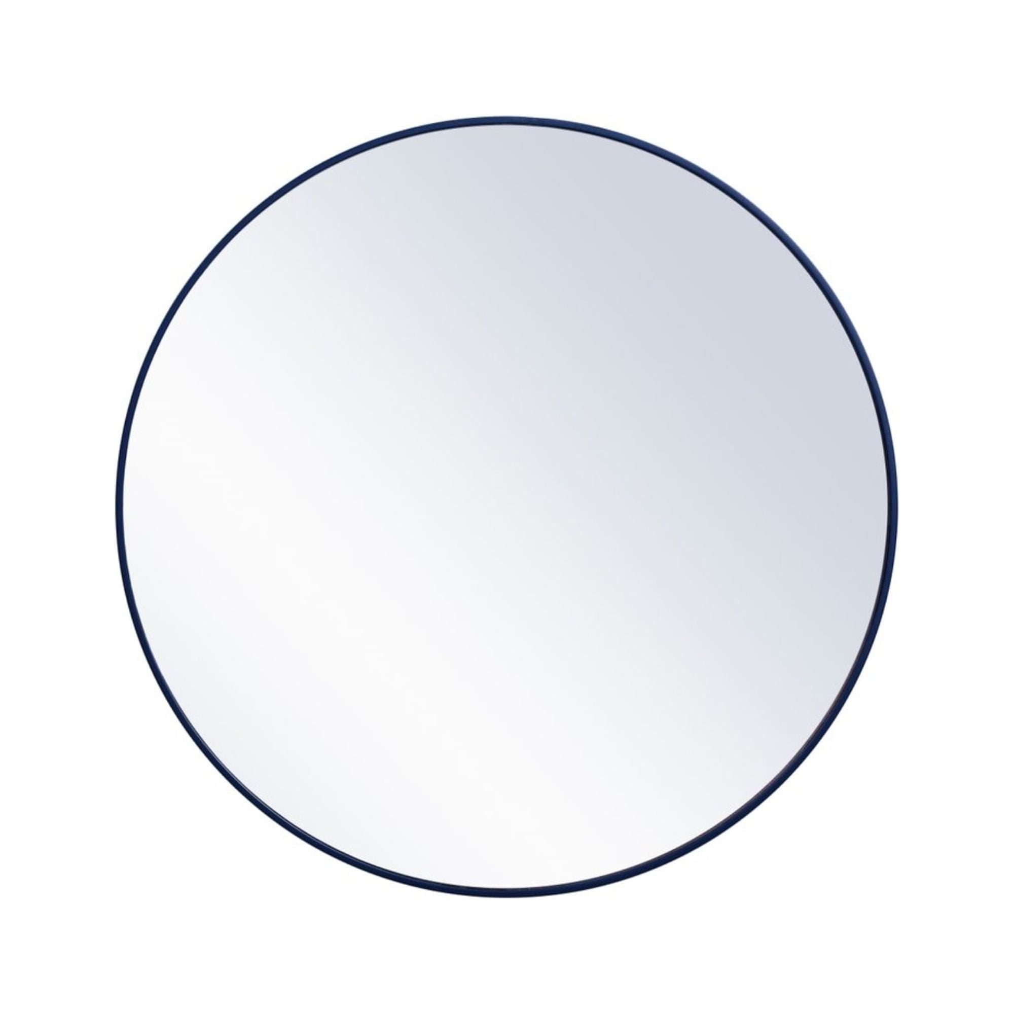 Metal frame round mirror 42 inch Blue