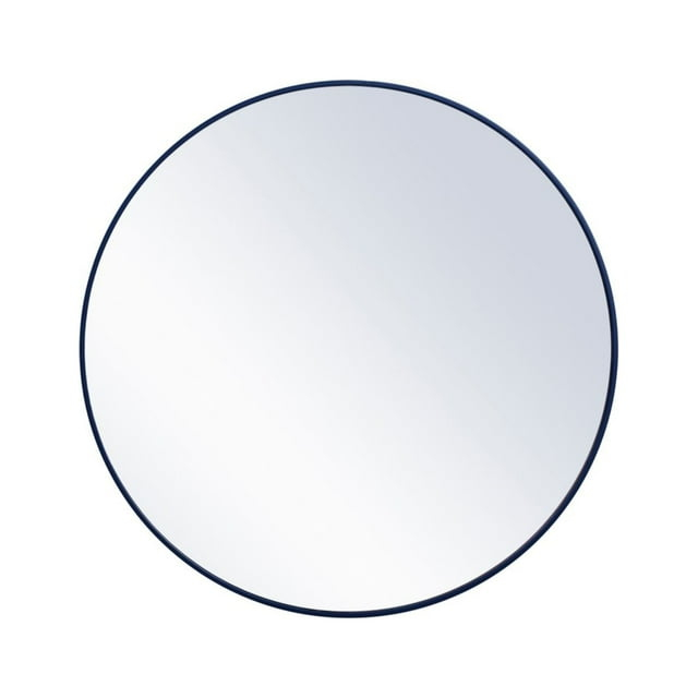 Metal frame round mirror 42 inch Blue