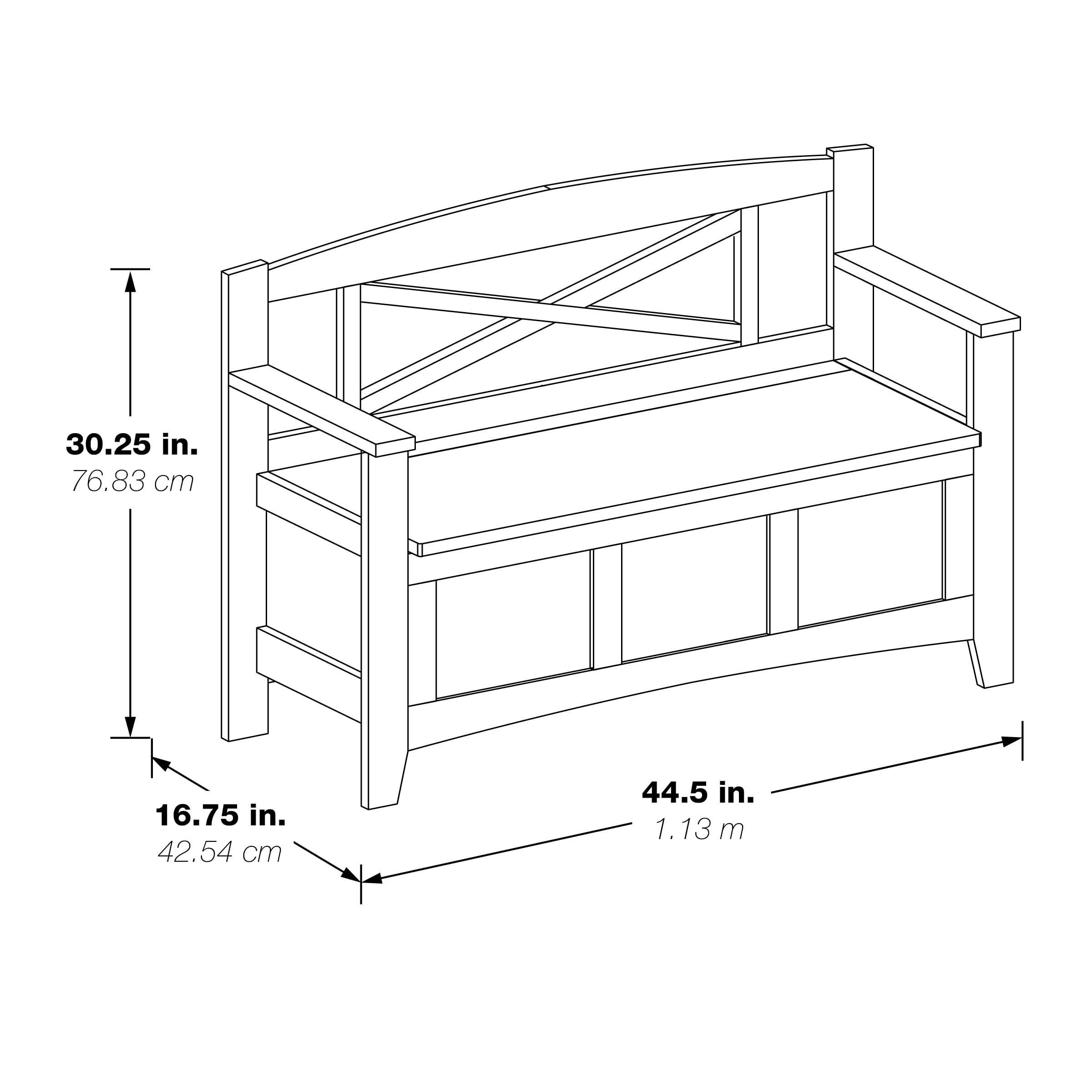 Metro Entry Way Bench in Engineered Wood Greystone Gray Finish
