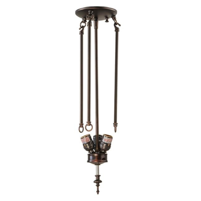 Meyda 149733 22 in. Semi Flush Mount No Chain 3 Light, M & B Steel & Brass