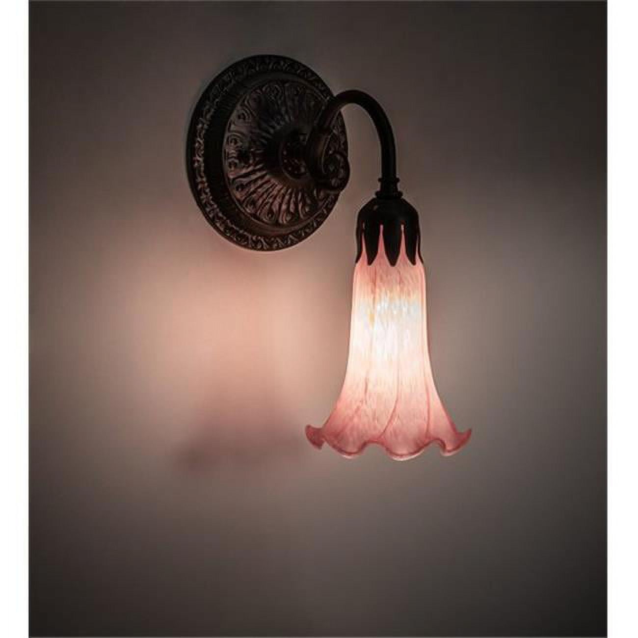 Meyda 227736 5 in. Wide Pink Pond Lily Wall Sconce