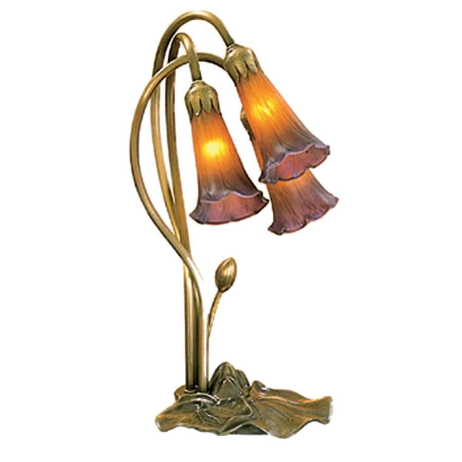 13674 Meyda 16"H Amber/Purple Pond Lily 3 Lt Accent Lamp