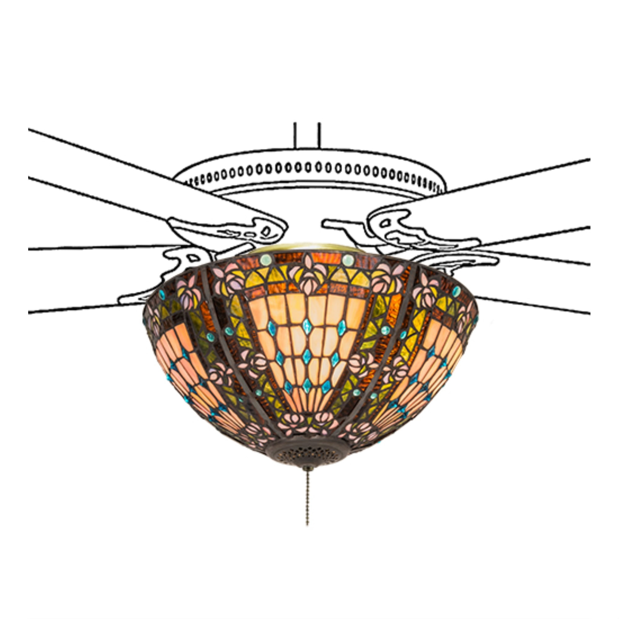 Meyda Lighting Meyda Tiffany & Stained Glass 16'' 3 - Light Bowl Ceiling Fan Light Kit