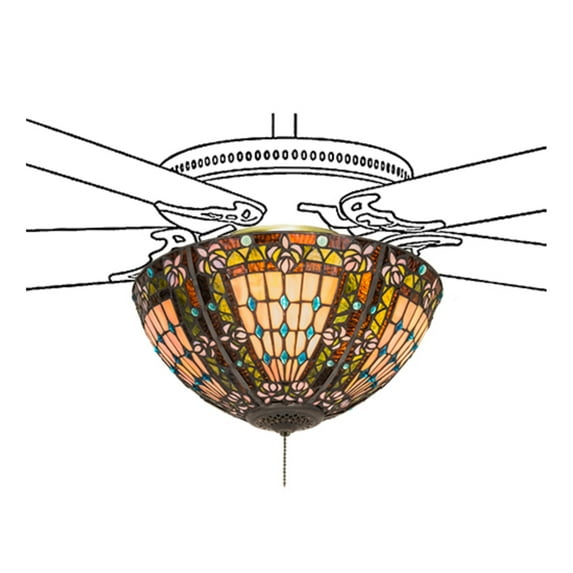 Meyda Lighting Meyda Tiffany & Stained Glass 16'' 3 - Light Bowl Ceiling Fan Light Kit