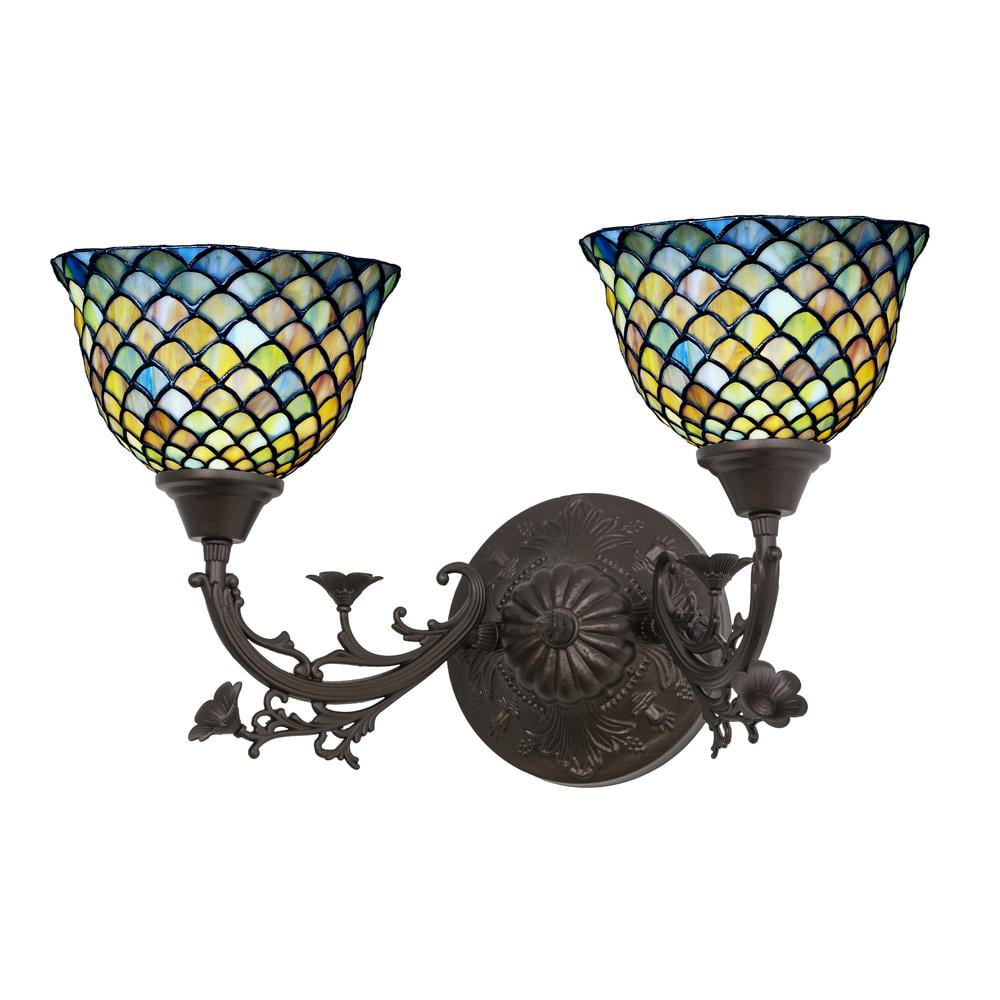 Meyda Lighting 21"W Tiffany Fishscale 2 LT Wall Sconce