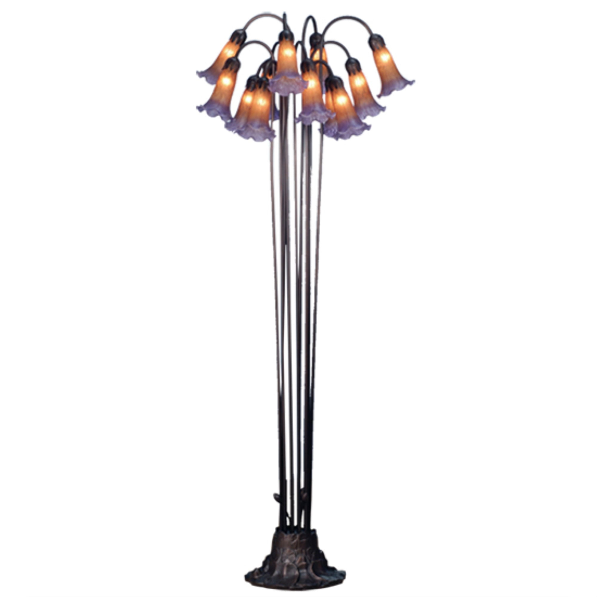 Meyda Tiffany - 15946 - 12 Light Floor Lamp - Amber/Purple Pond Lily - Amber Purple-240pack