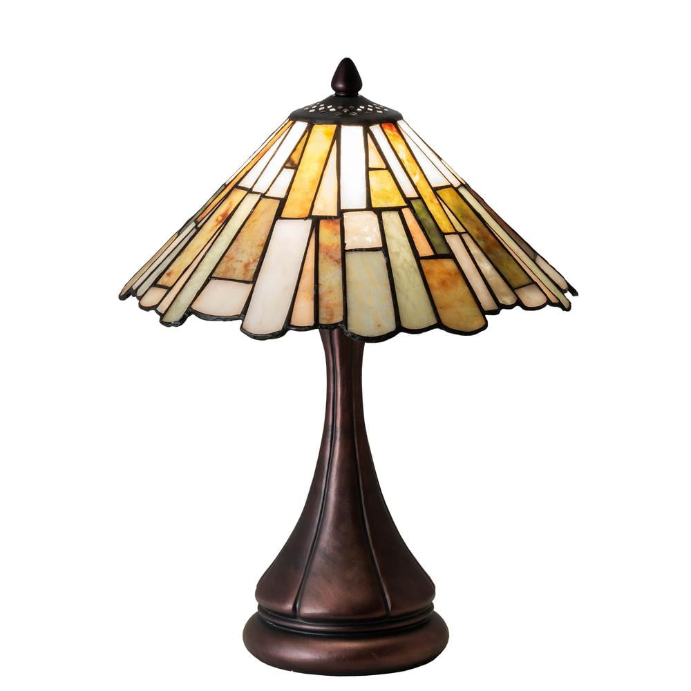 Meyda Tiffany 18868 Delta - 1 Light Jadestone Accent Lamp   Mahogany Bronze Finish with Amber/Green/Chocolate/Beige Glass
