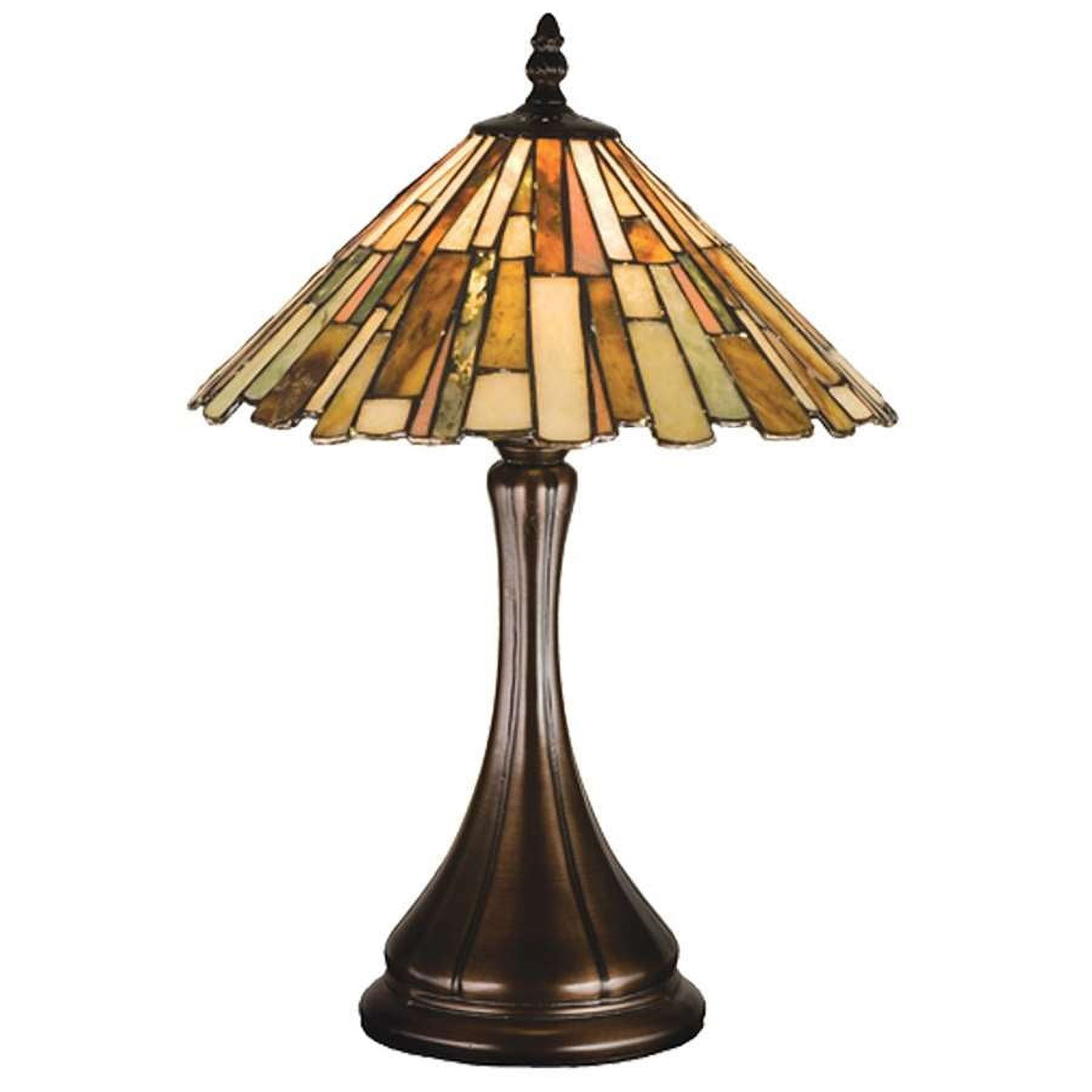 Meyda Tiffany 18868 Delta - 1 Light Jadestone Accent Lamp   Mahogany Bronze Finish with Amber/Green/Chocolate/Beige Glass