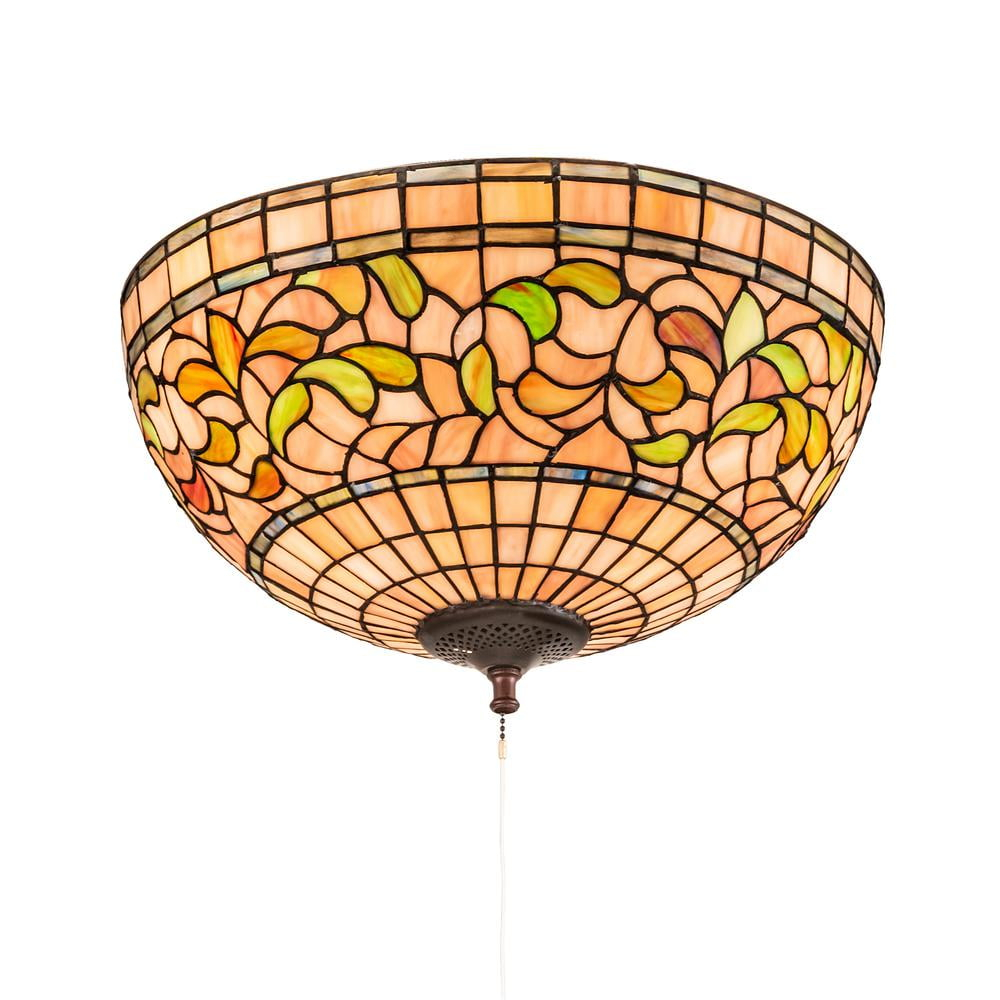 Meyda Tiffany 214929 Tiffany Turning Leaf 3 Light 16" Wide Semi-Flush Bowl Ceiling Fixture