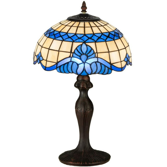 Meyda Tiffany 31201 Baroque - 1 Light Accent Lamp   Mahogany Bronze Finish with Blue/Beige Glass