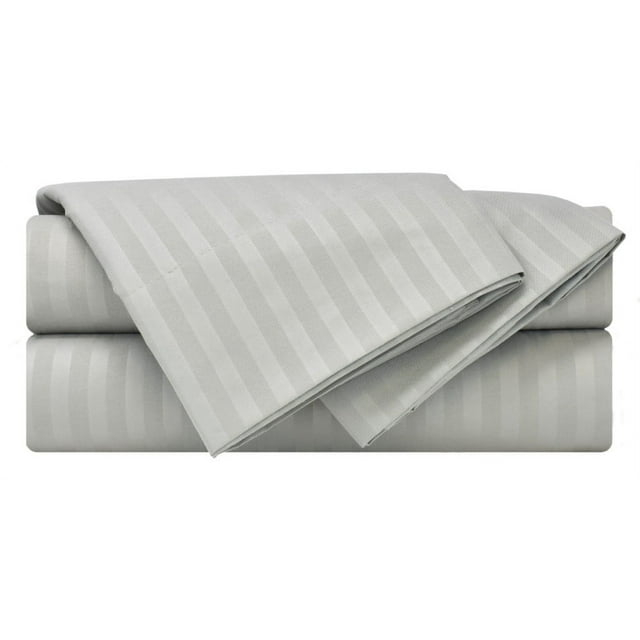 Mezzati Luxury 1800 Prestige Soft and Comfortable Collection Bed Sheets Set Twin Striped Gray