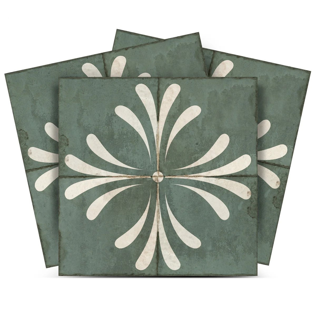 Mi Alma Dark Gray Vintage Flower Peel & Stick Tiles - Vinyl Backsplash 8x8