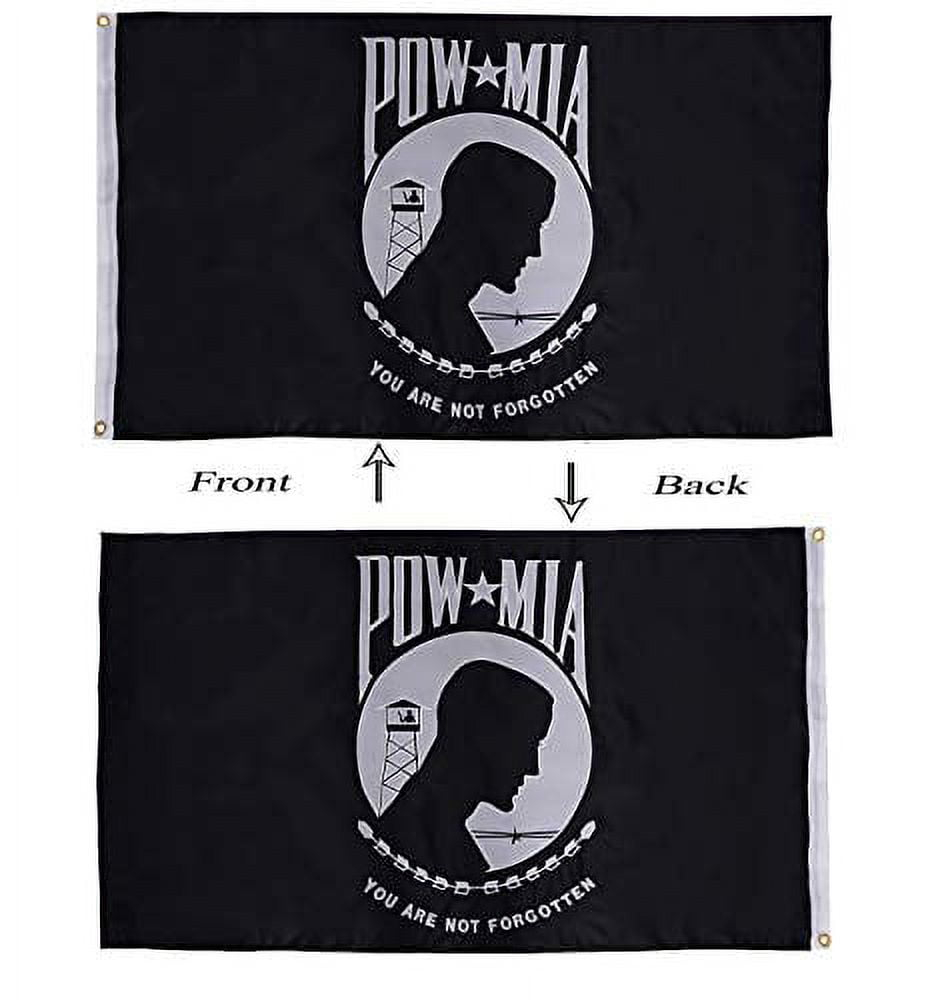 POW MIA 3x5 Nylon Flag - Double Sided and Embroidered - All Weather, Durable, Outdoor Nylon Flag - Front Line Flags