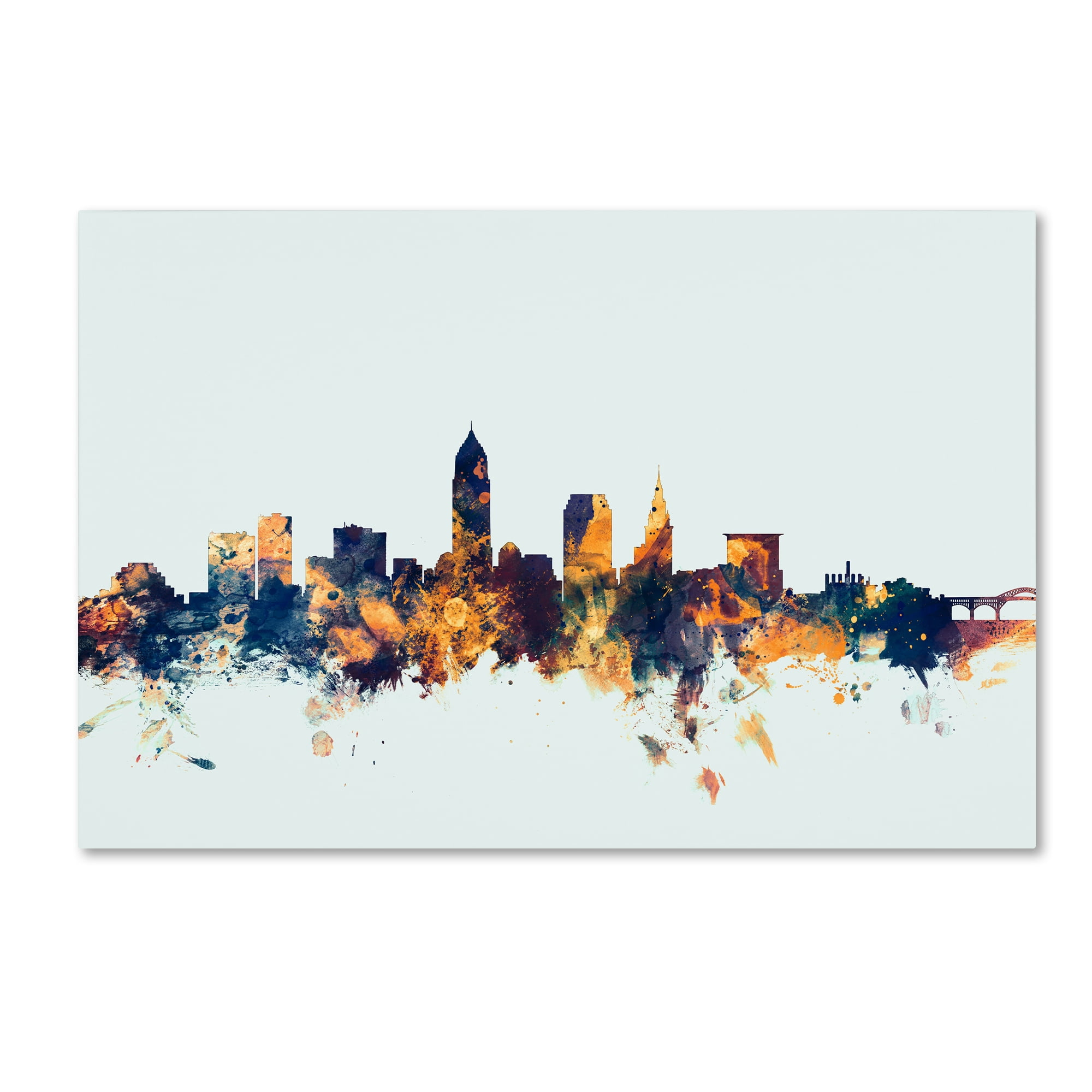 Trademark Fine Art -Michael Tompsett 'Cleveland Ohio Skyline Blue' Canvas Art