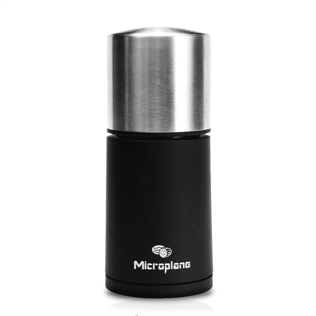 Microplane Stainless Steel Spice Mill - Effortless Grating & Aroma-Enhancing Design, Stainless Steel Blades, with Storage Compartment