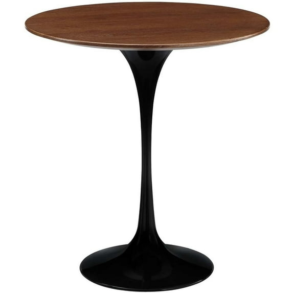 Mid-Century 20" Round Wood Side Table, Black