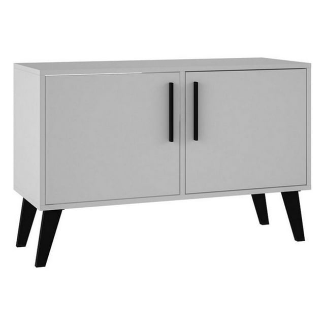 Mid-Century- Modern Amsterdam Double Side Table 2.0 with 3 Shelves in White