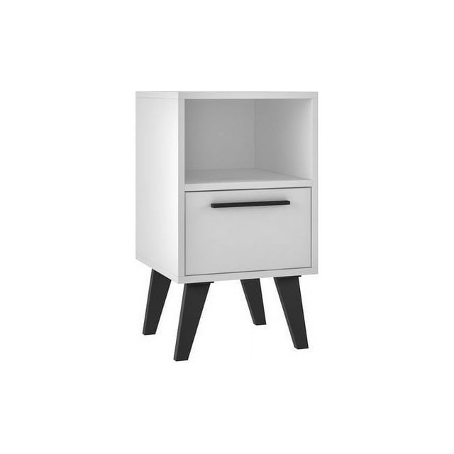 Mid-Century- Modern Amsterdam Nightstand 1.0 with 1 Shelf in White