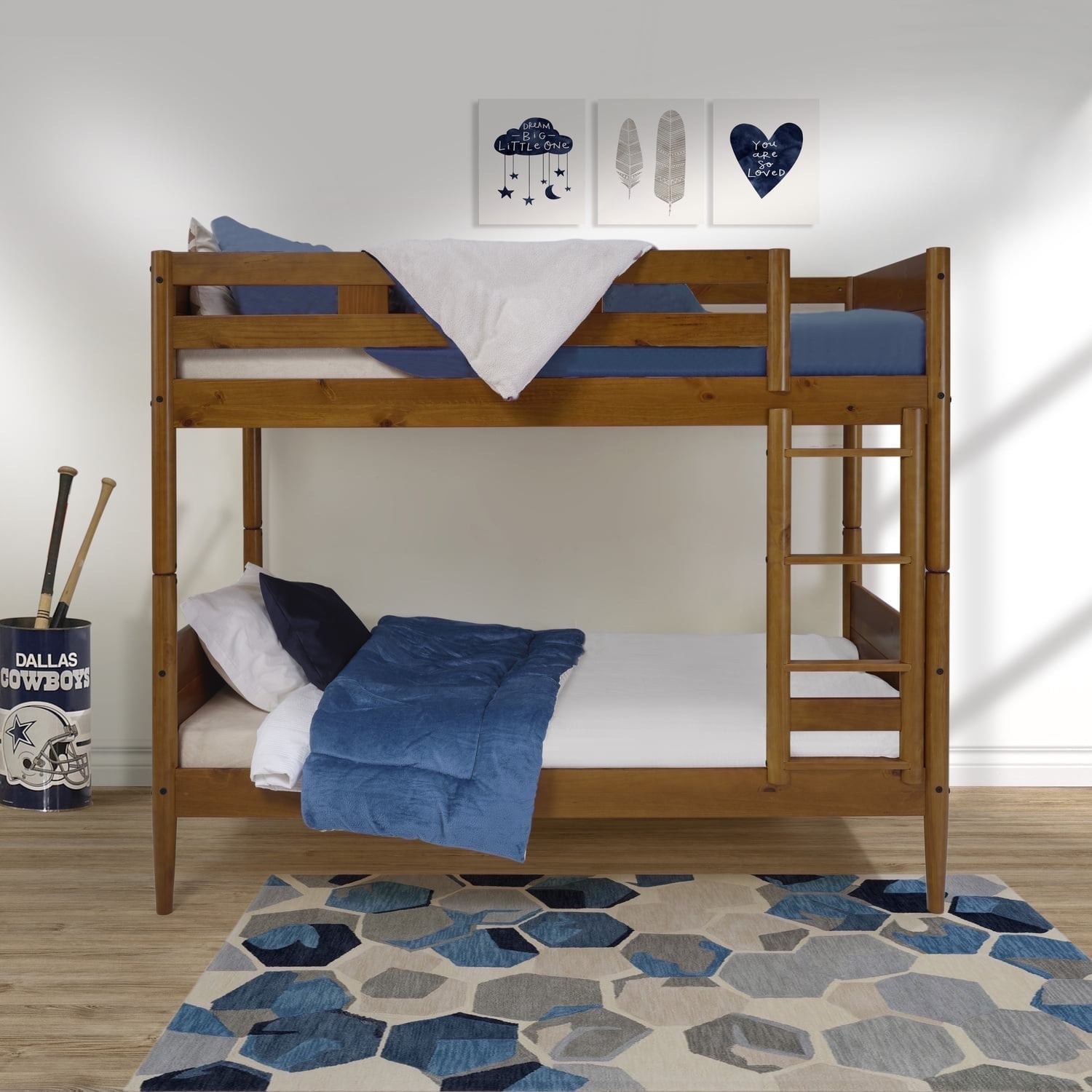 Mid Century Modern Bunk Bed Twin over Twin - Castanho Finish