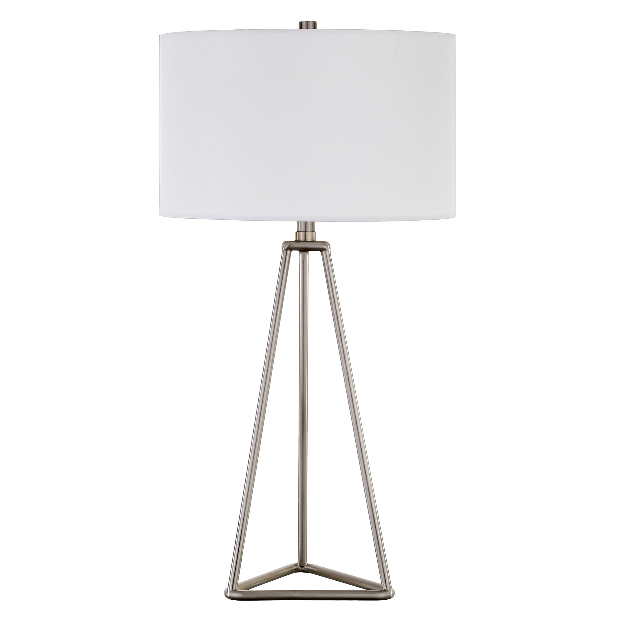 Evelyn&Zoe Gio 26.13" Tall Table Lamp with Fabric Shade in Brushed Nickel/White