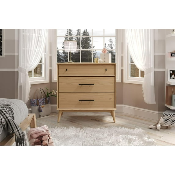 Mid Century Three Drawer Dresser - Scandinavian Oak Finish
