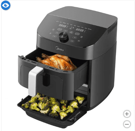 Midea 11 Quart 2-Basket Air Fryer, 8-in-1 Sync Finish Cooking