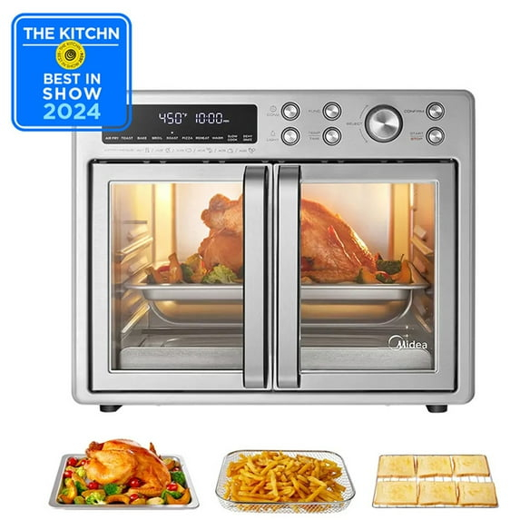 Midea Flexify 26.4 QT French Door Toaster Oven Air Fryer Combo, Stainless Steel